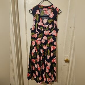 Rebel Love Pink Citrus Print Swing Dress L EUC